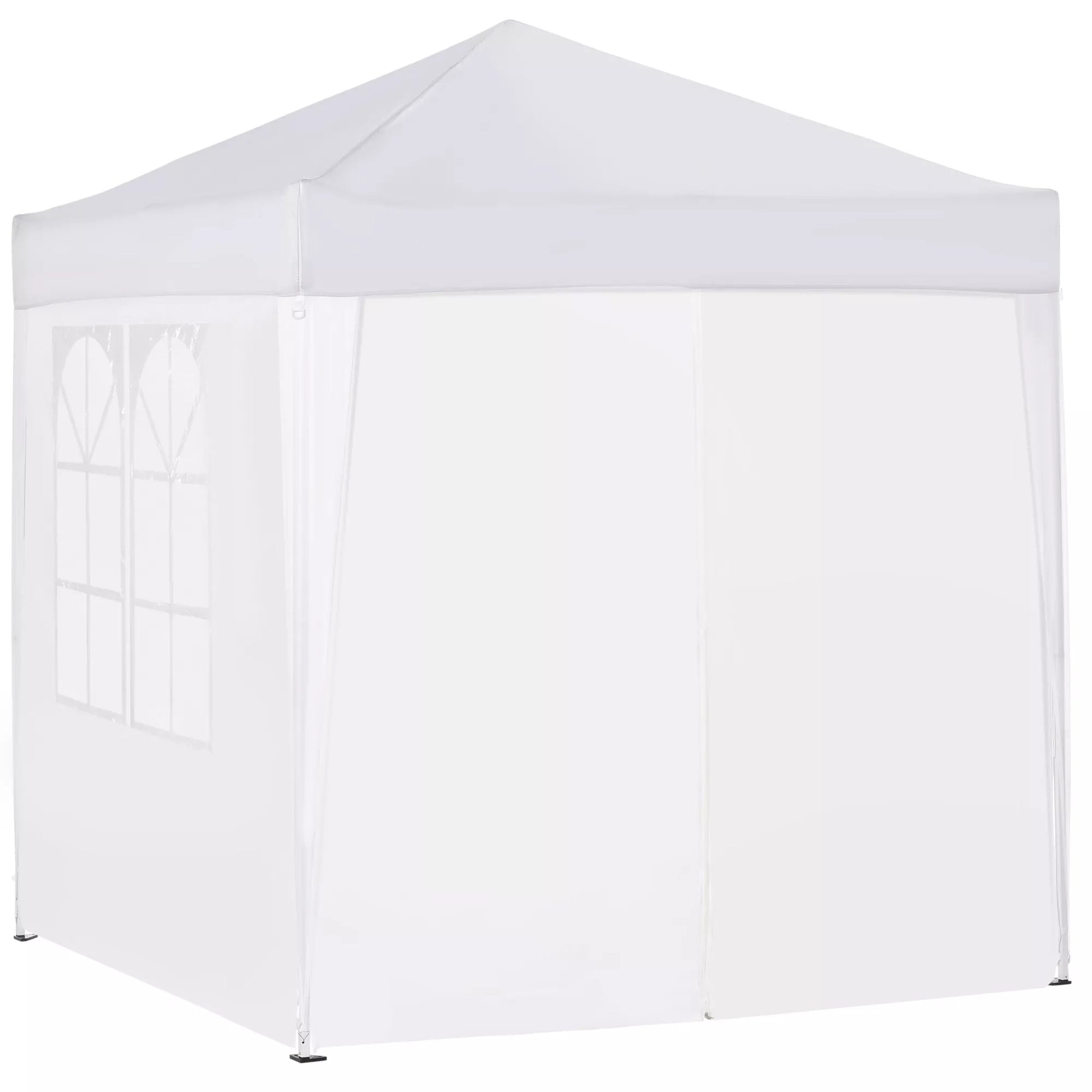 Sodo palapinė, alaus palapinė, 4 nuimamos šoninės sienelės, 2 langai, metalinis rėmas, 2 x 2 m, Balta