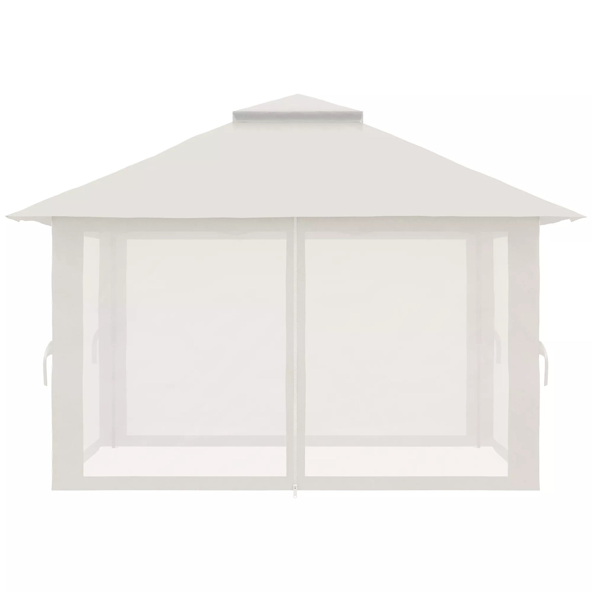 Sulankstomas paviljonas, reguliuojamas aukštis, 4 tinklinės sienos, ventiliacijos stogas, nešimo krepšys, greitas surinkimas, 4 x 4 x 3 m, kreminė balta spalva