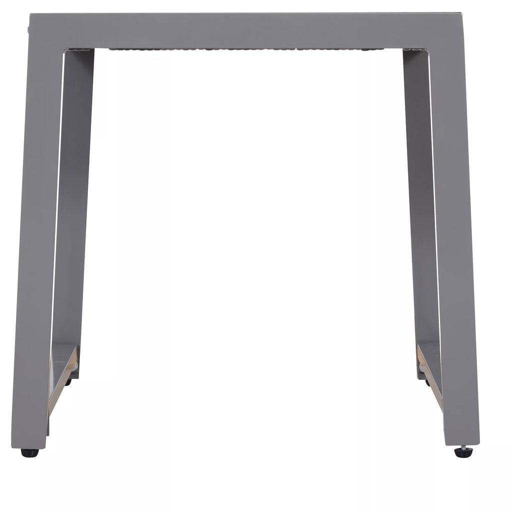 Sodo stalas Sodo pagalbinis stalas Stalas Sodo baldai su kietu stiklu Polirūdas + aliuminis Pilkas 50 x 49,5 x 50 cm