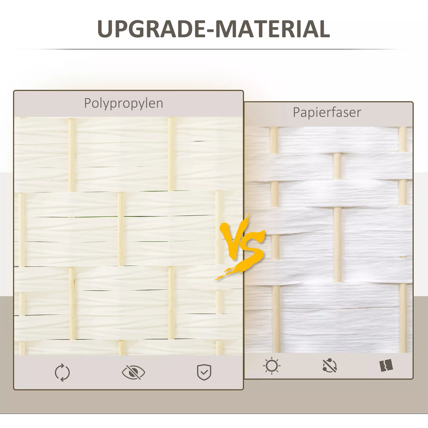 Pertvara, 4 dalių sulankstoma sienelė, pintas raštas, pušies mediena, Balta