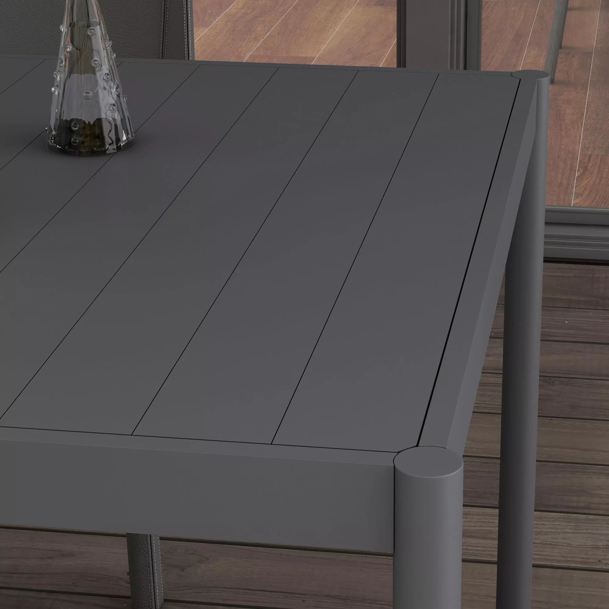Sodo stalas Lauko stalas, atsparus atmosferos poveikiui, aliuminis, 145 x 90 x 74 cm, tamsiai pilkos spalvos