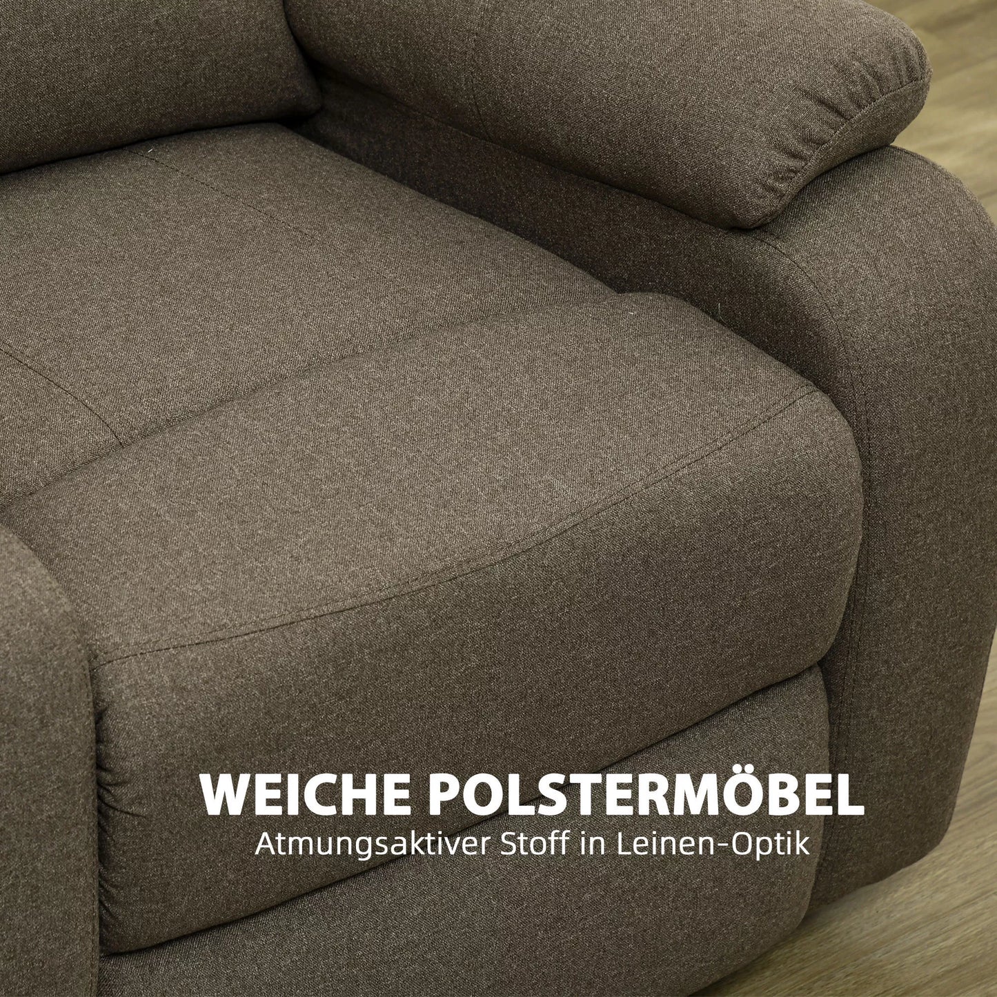 Poilsio krėslas, atlošimo funkcija ir kojų atrama, reguliuojamas, iki 150 kg, plieninis rėmas, 90 x 96 x 98 cm, rudas