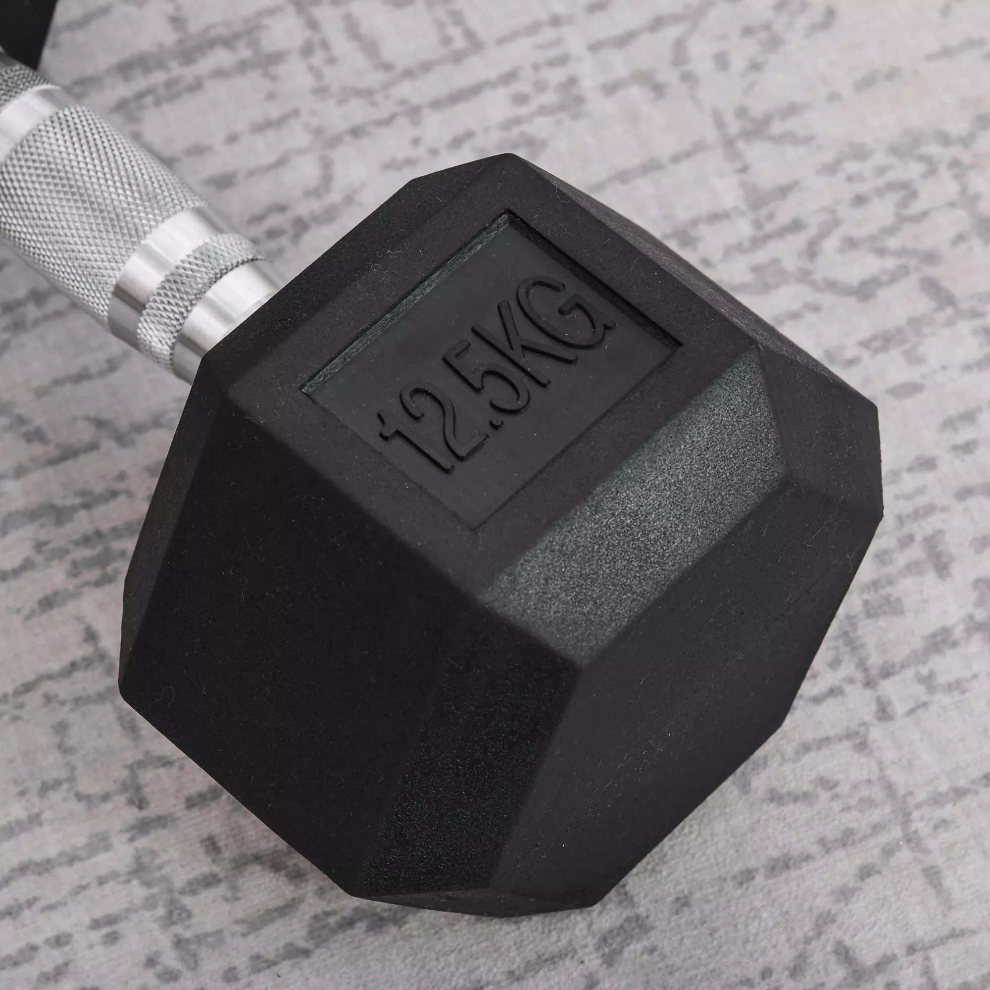 Hanteliai su raižytu rankenėle, ketaus hanteliai, 1 x 12,5 kg, hanteliai vyrams ir moterims, hanteliai namams, sporto salėms, jėgos treniruotėms