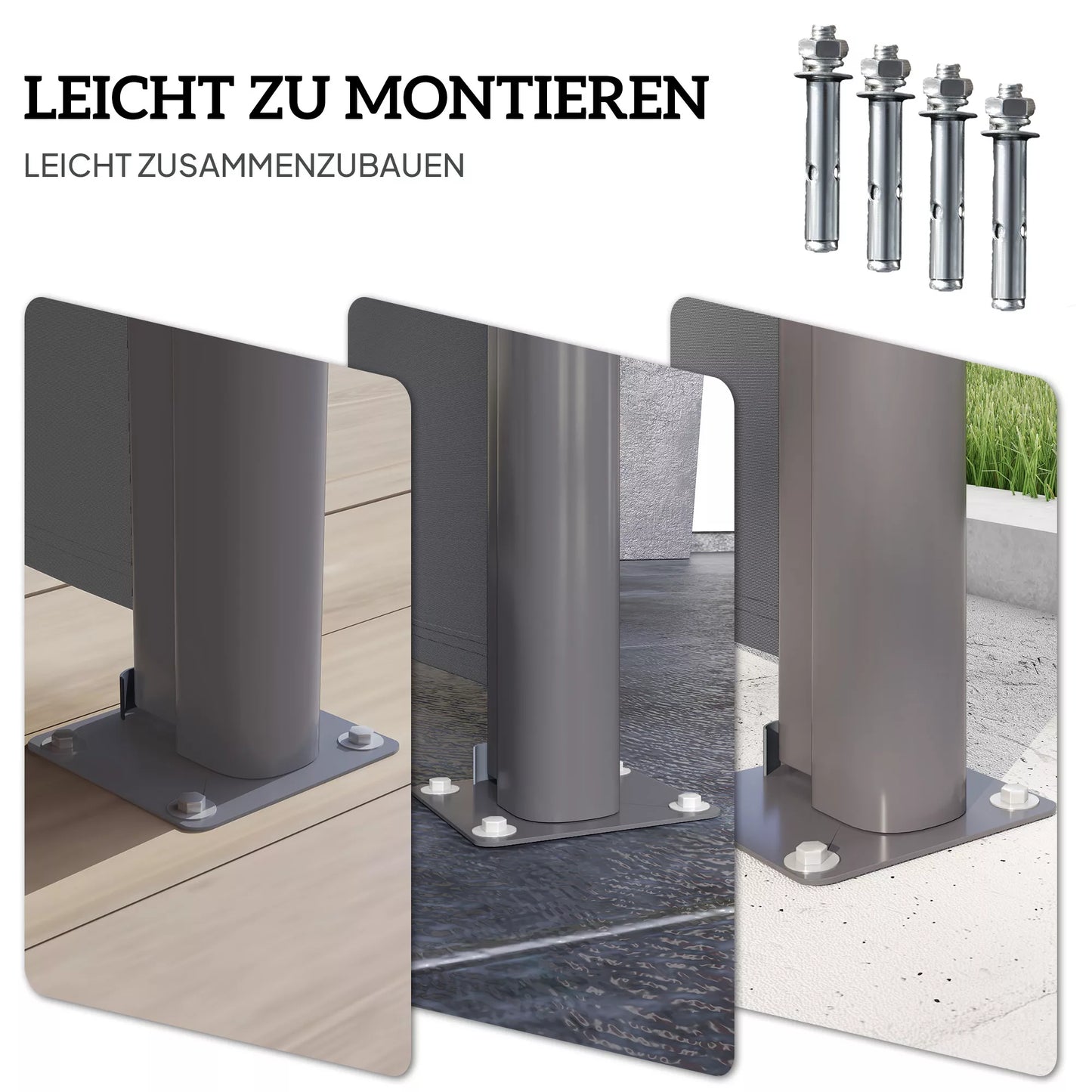 Ištraukiama šoninė markizė, nepermatoma, apsauganti privatumą, su sieniniu laikikliu, dengta, 300x140cm, tamsiai pilka