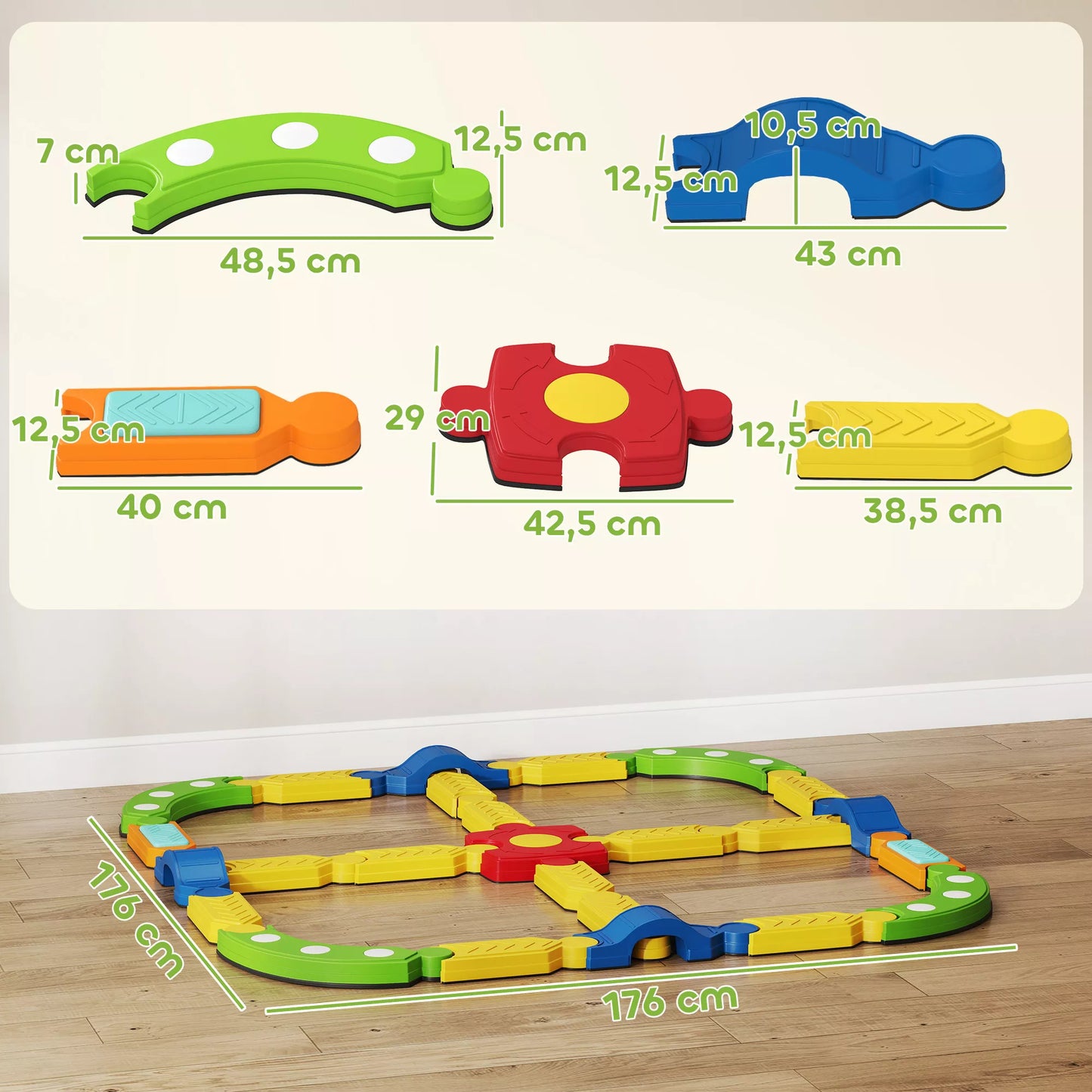 Balansavimo sija vaikams, interaktyvi konstrukcija, neslystanti, plastikinė, spalvota