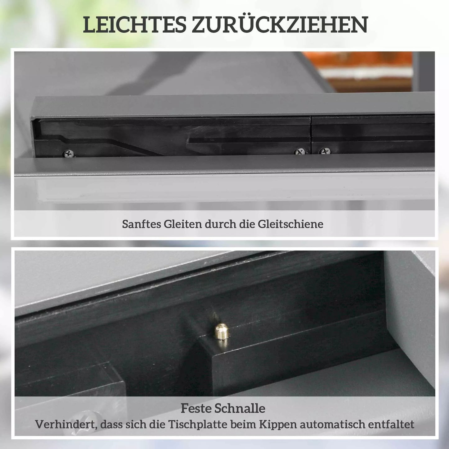 Ištraukiamas lauko, sodo stalas, atsparus oro sąlygoms, 160x80x75 cm (juodas)