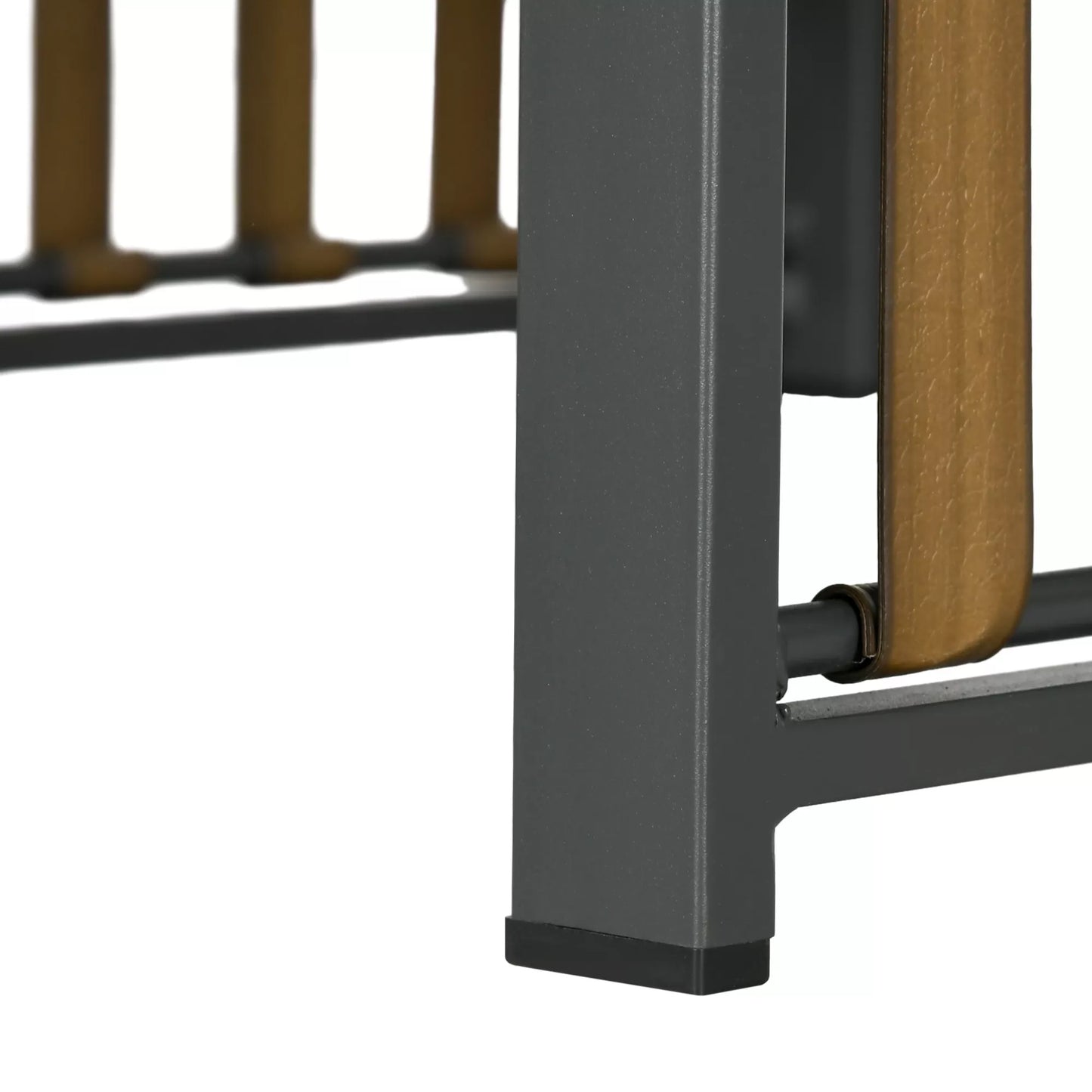 Sodo baldų komplektas, 3 dalių, su pagalvėlėmis, medžio imitacija, nerūdijančio plieno rėmas, pilkos spalvos