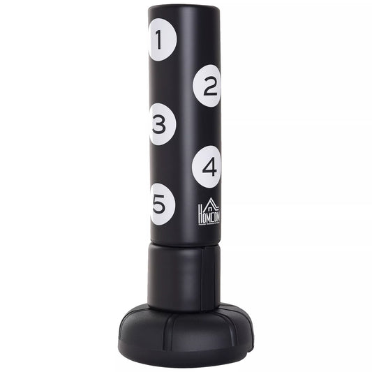 Laisvai pastatoma bokso kriaušė su stovu ir plastikiniu padu, 176 cm, Tinka profesionalams ir pradedantiesiems, Juoda