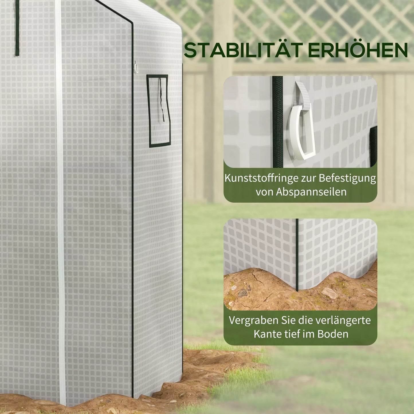 Atsarginė plėvelė šiltnamiui, pakeičiamasis uždangalas su UV apsauga, ritininės durys, šoninis langas, 140 x 73 x 190 cm, balta