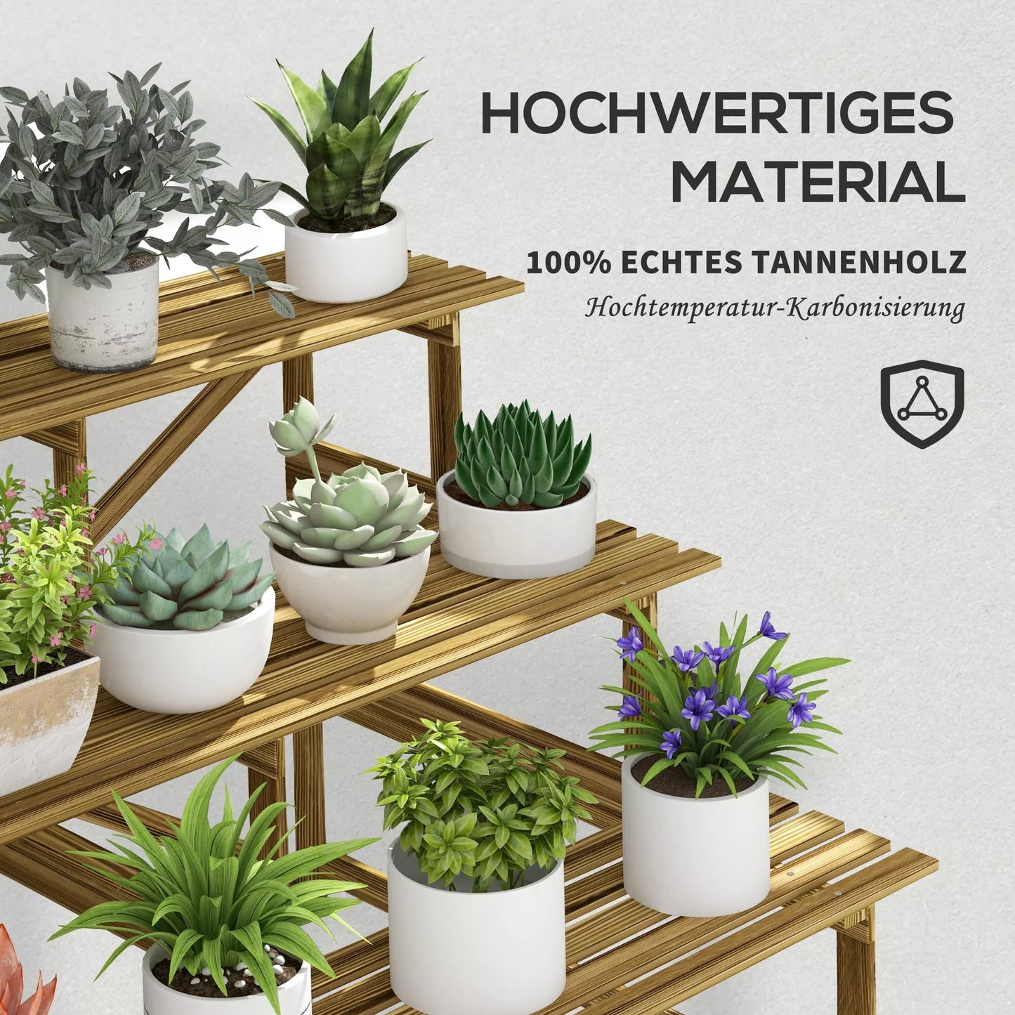 Pakyla augalams, gėlių stovas, augalų lentyna, 3 pakopos, eglės mediena, 120 x 80 x 78cm