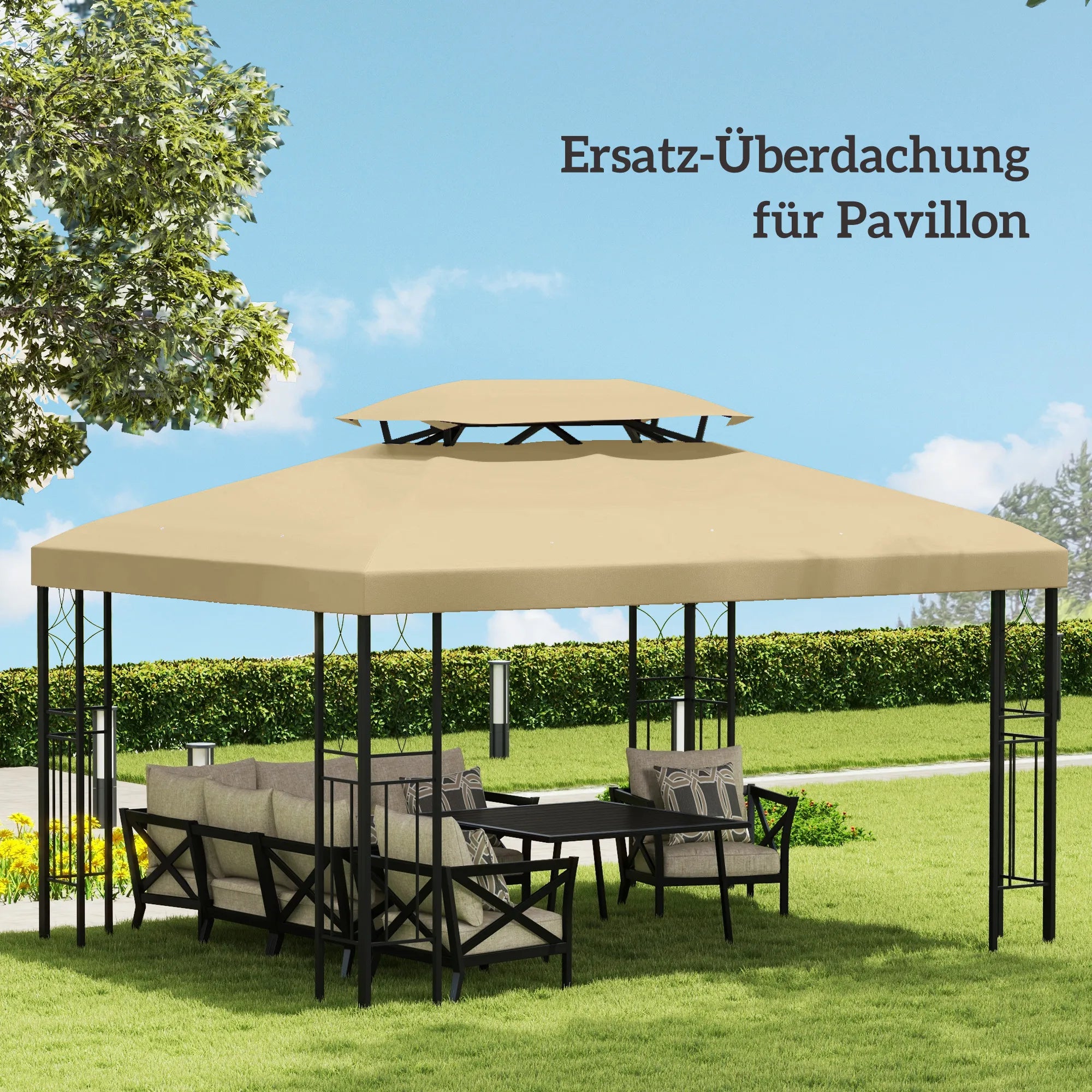 Paviljono stogo danga, paviljono stogas, 3×4 m, vandeniui atsparus, smėlio spalvos