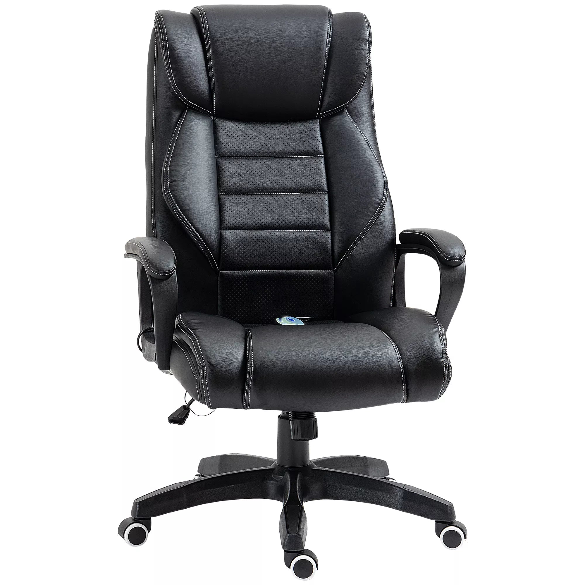 Biuro kėdė su masažu, aukščio reguliavimo pirmininko kėdė, ergonomiška biuro kėdė, žaidimų kėdė, kompiuterio kėdė, 6 vibracijos taškai, lininės išvaizdos reguliuojama juoda 66 x 78 x 112–120 cm