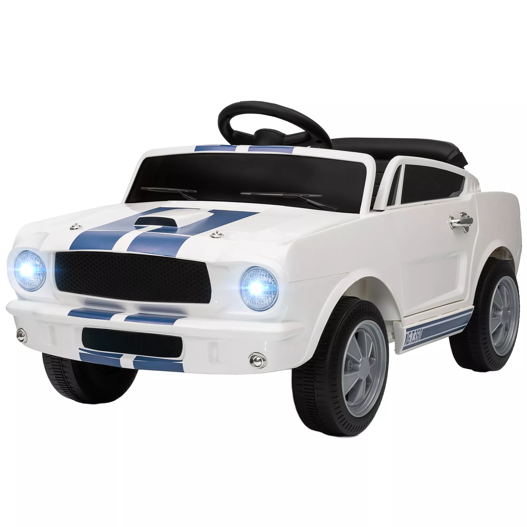 Elektrinis vaikiškas automobilis Ford Shelby GT 350, 3-6 metų vaikams, baltas 12V