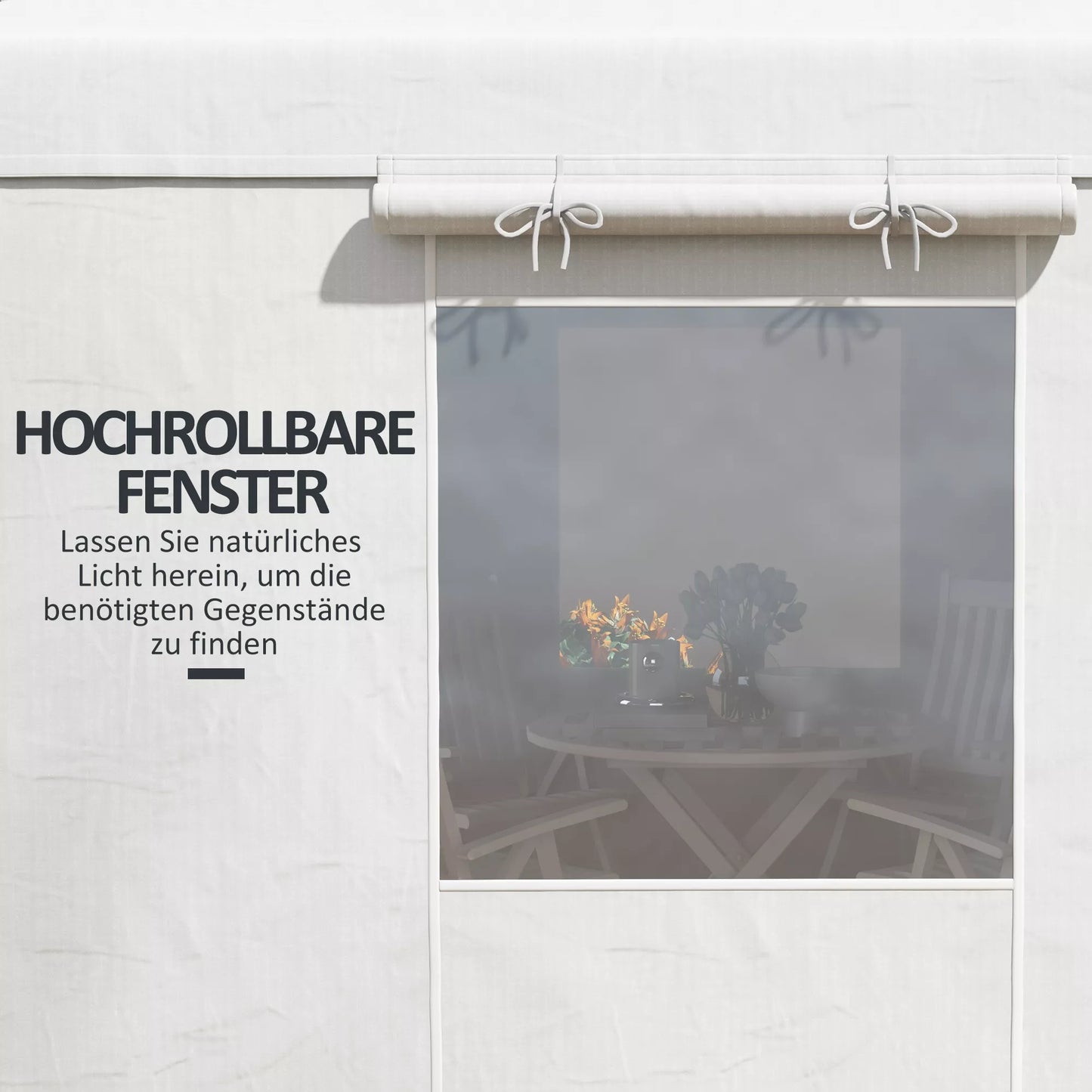 Pakaitinis stogelis paviljonui, atsparus oro sąlygoms, 360 x 300 x 270 cm, baltas