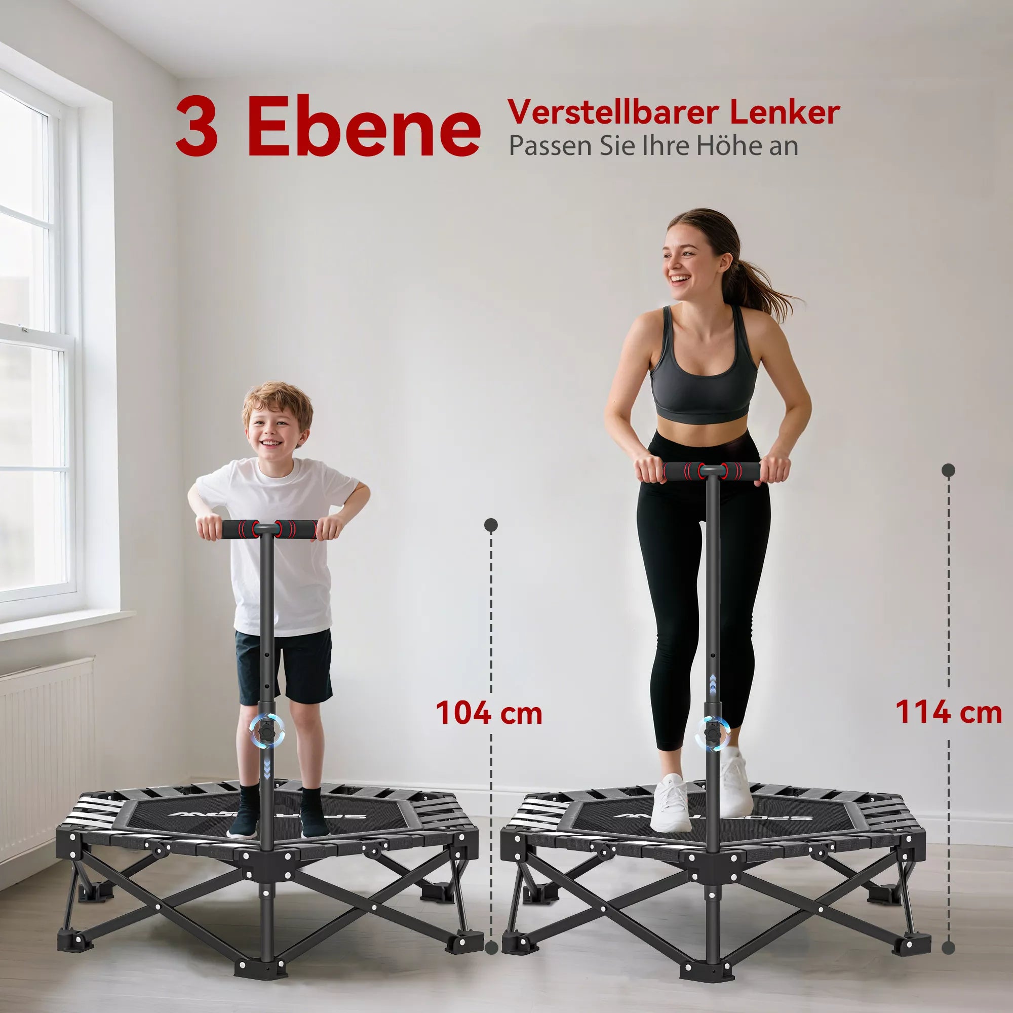 Fitneso batutas su reguliuojama T formos rankena, sulankstomas, su nešiojimo krepšiu, 120 kg apkrova, plienas, plastikas, juodas