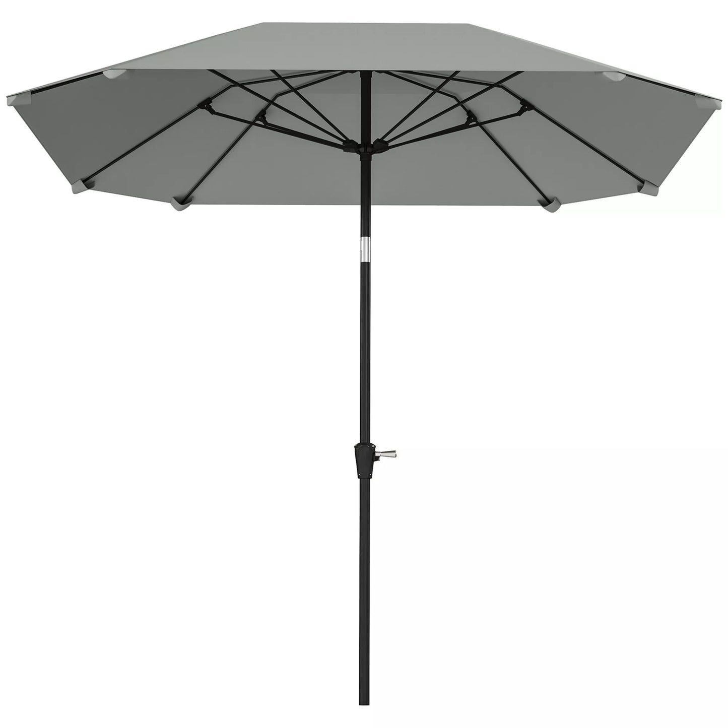 2,3 m skėtis nuo saulės be pagrindo, reguliuojamas terasos skėtis su rankenėle, poliesteris, aliuminis, stiklo pluoštas, tamsiai pilka