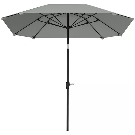 2,3 m skėtis nuo saulės be pagrindo, reguliuojamas terasos skėtis su rankenėle, poliesteris, aliuminis, stiklo pluoštas, tamsiai pilka