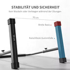 Grafika apie stovo stabilumą ir neslystančias kojeles