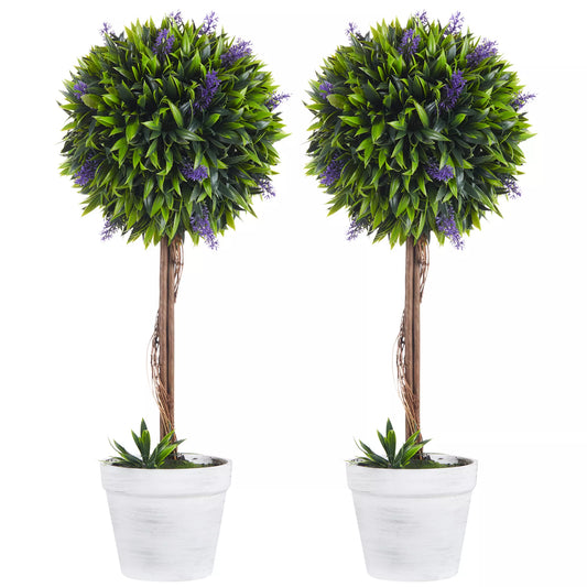 2 vnt. rinkinys Dirbtinis augalas su dekoratyviniu vazonu ir dirbtinėmis samanėlėmis, dirbtinės levandų atkarpos, Balta + Žalia + Violetinė