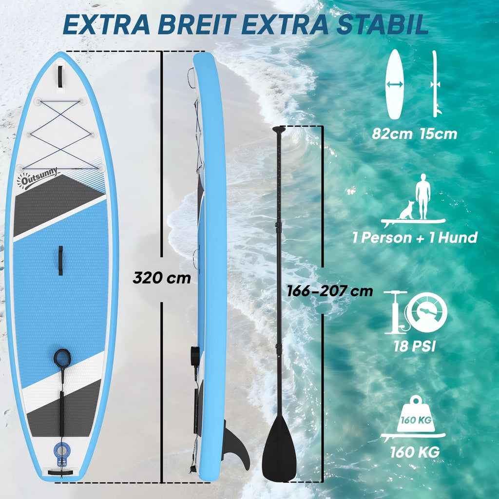 Stand Up Paddling Board Set Pripučiamas 320 cm SUP lentas su reguliuojamu irklas Neslystantis EVA denis Kojų dirželis Pompa