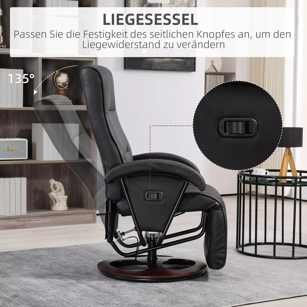 TV fotelis su kojų atrama, reguliuojamas, iki 150 kg, juodas