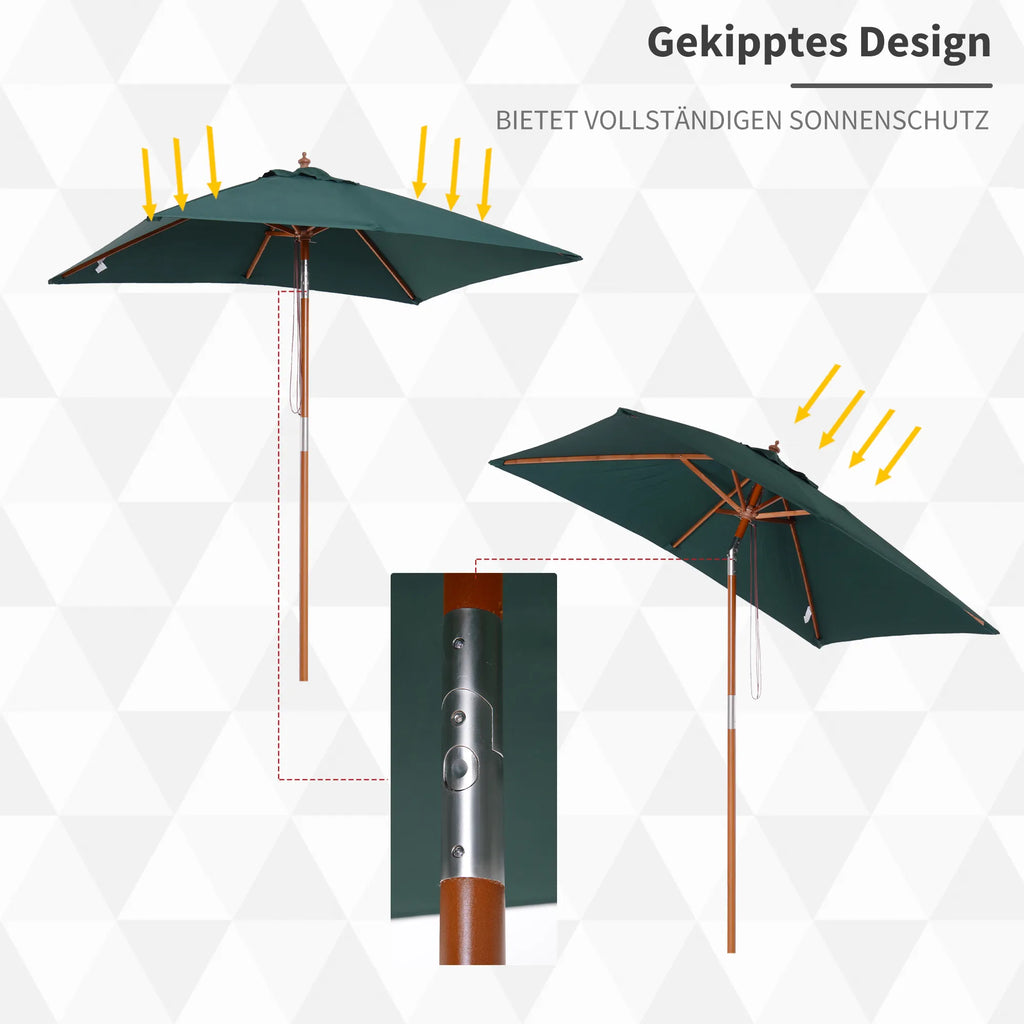 Skėtis nuo saulės 200 x 150 x 235 cm Sulankstomas sodo skėtis, reguliuojamas 3 pakopomis, stačiakampis, atsparus vandeniui ir UV spinduliams, skirtas paplūdimiui, balkonui, terasai, sodui, žaliam plotui.