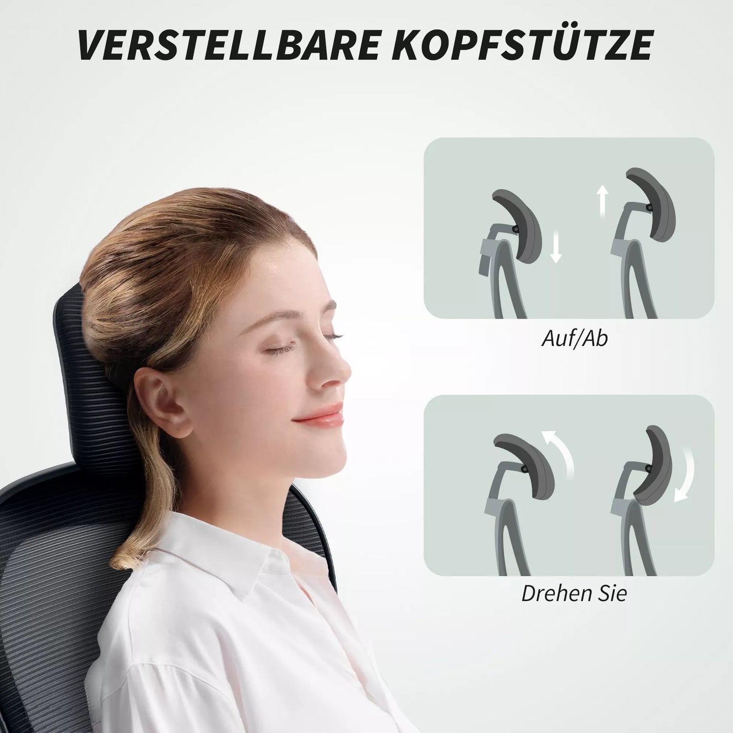 Ergonomiška biuro kėdė su atlenkiamais porankiais, reguliuojama juosmens atrama, juoda