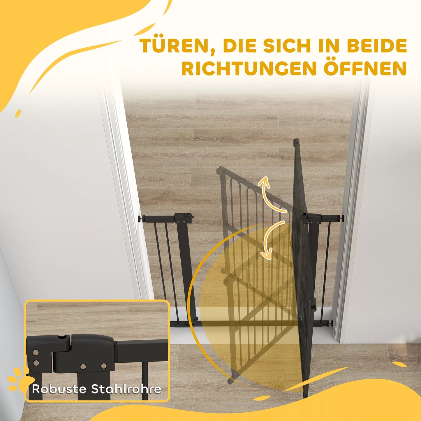 Durų apsauginė grotelė šunims, 76–104 cm, be gręžimo, laiptų grotelė