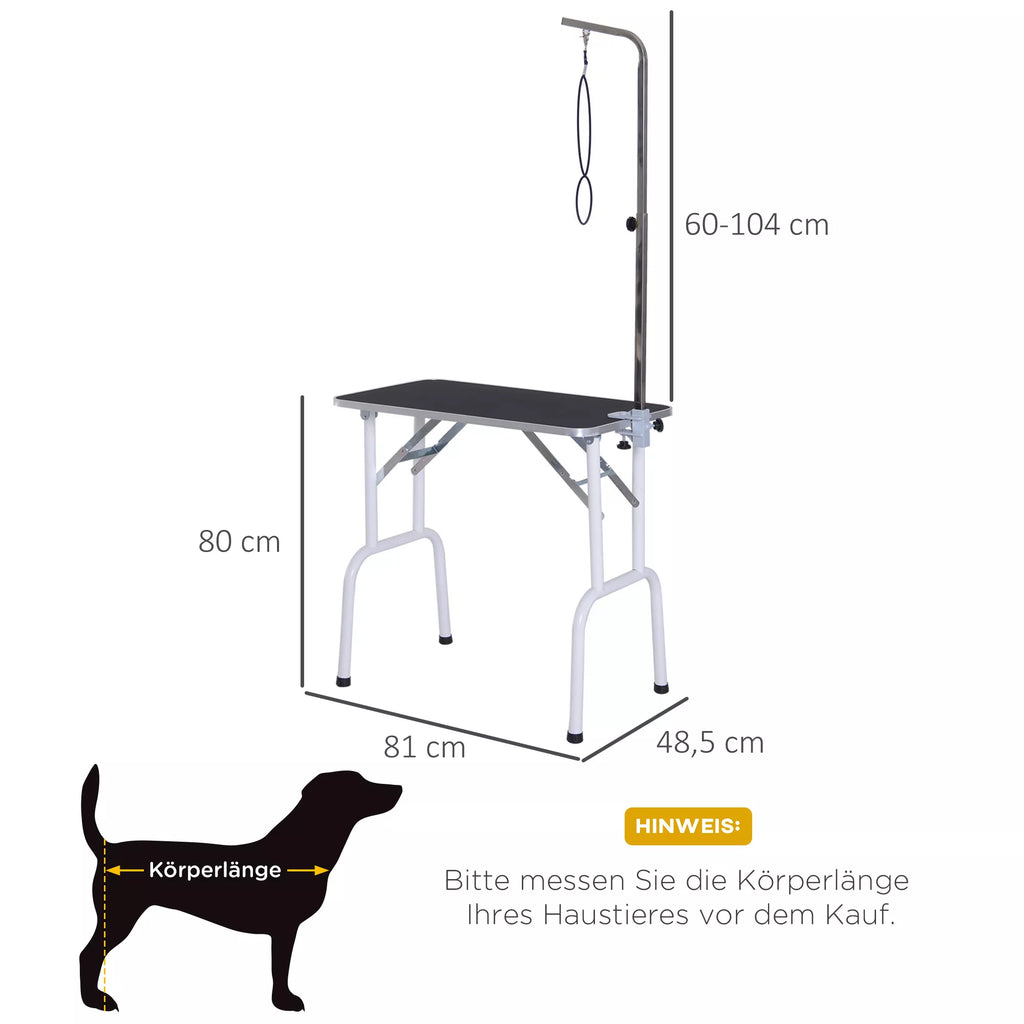 Sulankstomas kirpimo stalas Gyvūnų priežiūros stalas Kirpimo stalas Šunų ir kačių priežiūros stalas Metalo Juodas 81 x 48,5 x 80 cm