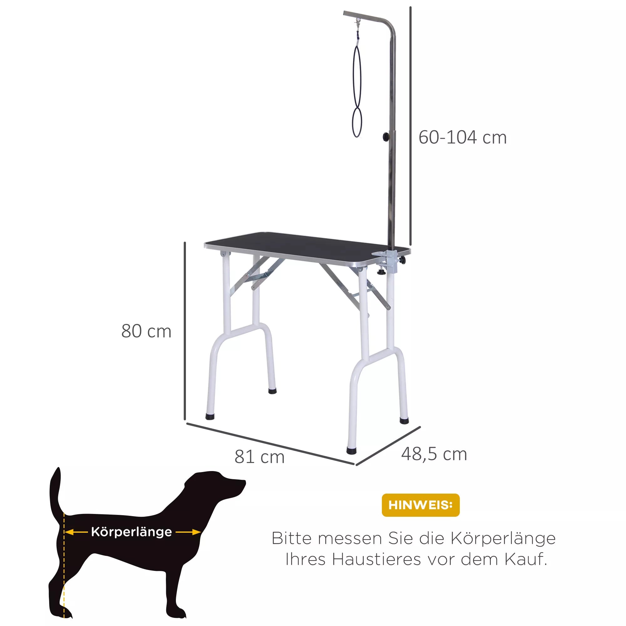 Sulankstomas kirpimo stalas Gyvūnų priežiūros stalas Kirpimo stalas Šunų ir kačių priežiūros stalas Metalo Juodas 81 x 48,5 x 80 cm