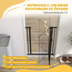 Juoda šunų užtvara su į abi puses atsidarančiomis durelėmis