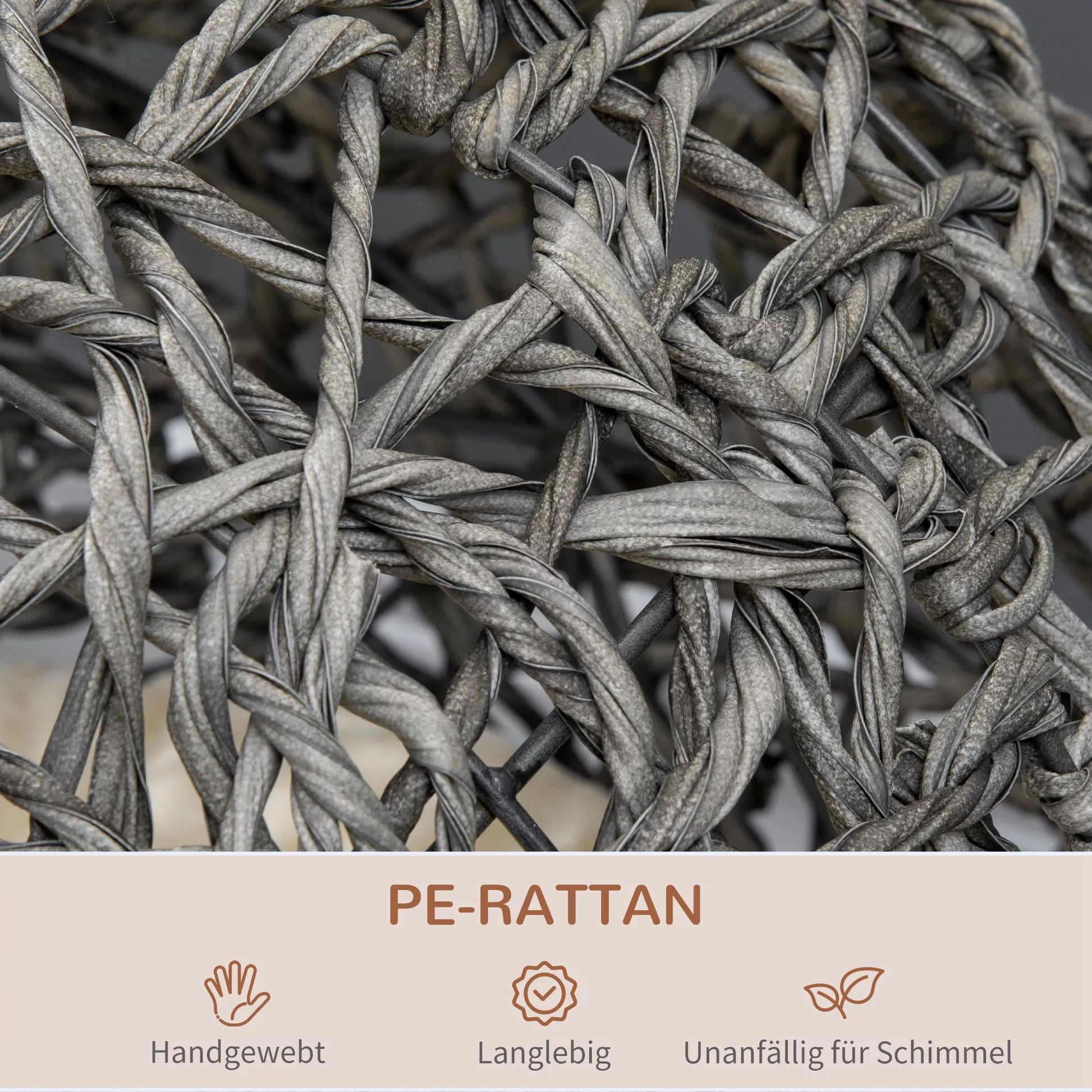 Katės namelis iš rotango su pagalvėle, katės miego vieta, katės guolis su paaukštintomis kojelėmis, sidabriškai pilkas, Ø52 x 58 cm