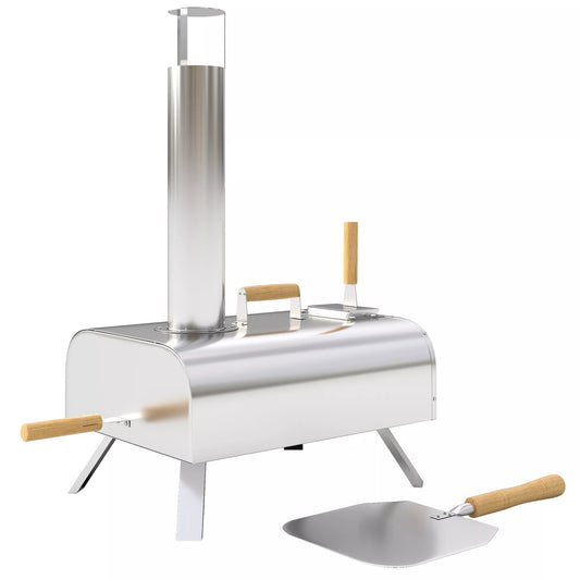 Lauko picų krosnelė, Nešiojama picų orkaitė su picos akmeniu ir kastuvu, sulankstomos kojos, dūmtraukis, nerūdijantis plienas