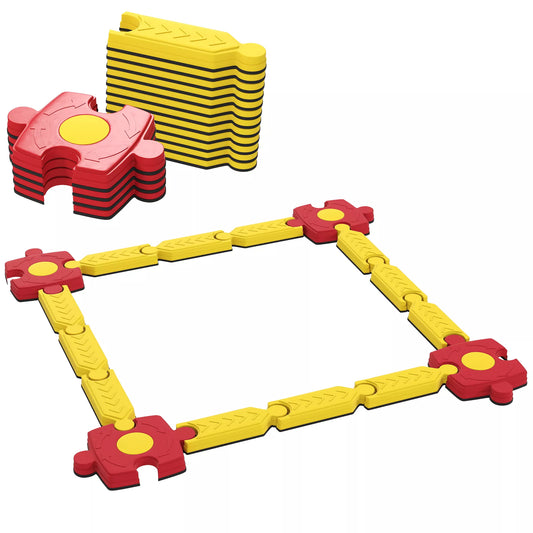 Vaikams skirta laisvai konstruojama plastikinių judriųjų sijų, lanksčių dalių, geltonos+raudonos spalvų rinkinys