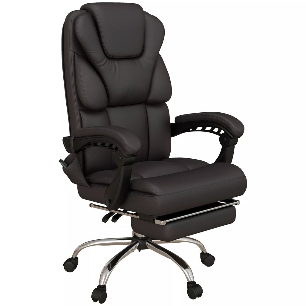 Biuro kėdė su masažo funkcija, ergonomiška, atlošiama, 63x57x118, ruda