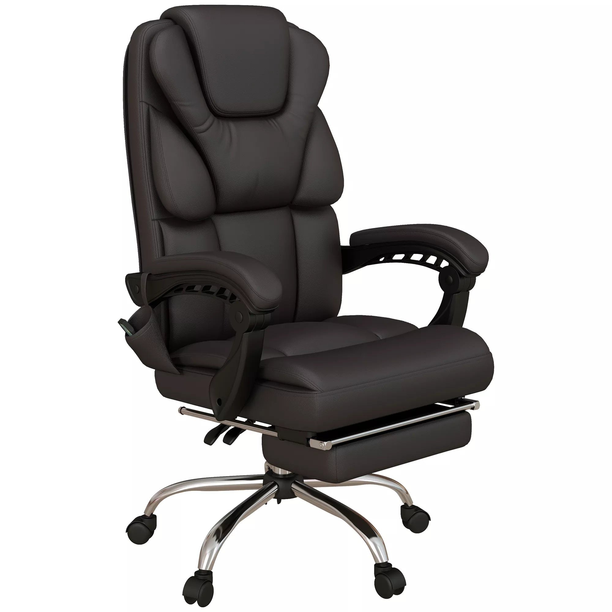 Biuro kėdė su masažo funkcija, ergonomiška, atlošiama, 63x57x118, ruda