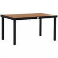 Sodo stalas 6 asmenims Valgomojo stalas Aliuminio stalas Sodo baldai Poilsio baldai Lengvai prižiūrimi Plastikas Natūralus + juodas 140 x 90 x 74 cm