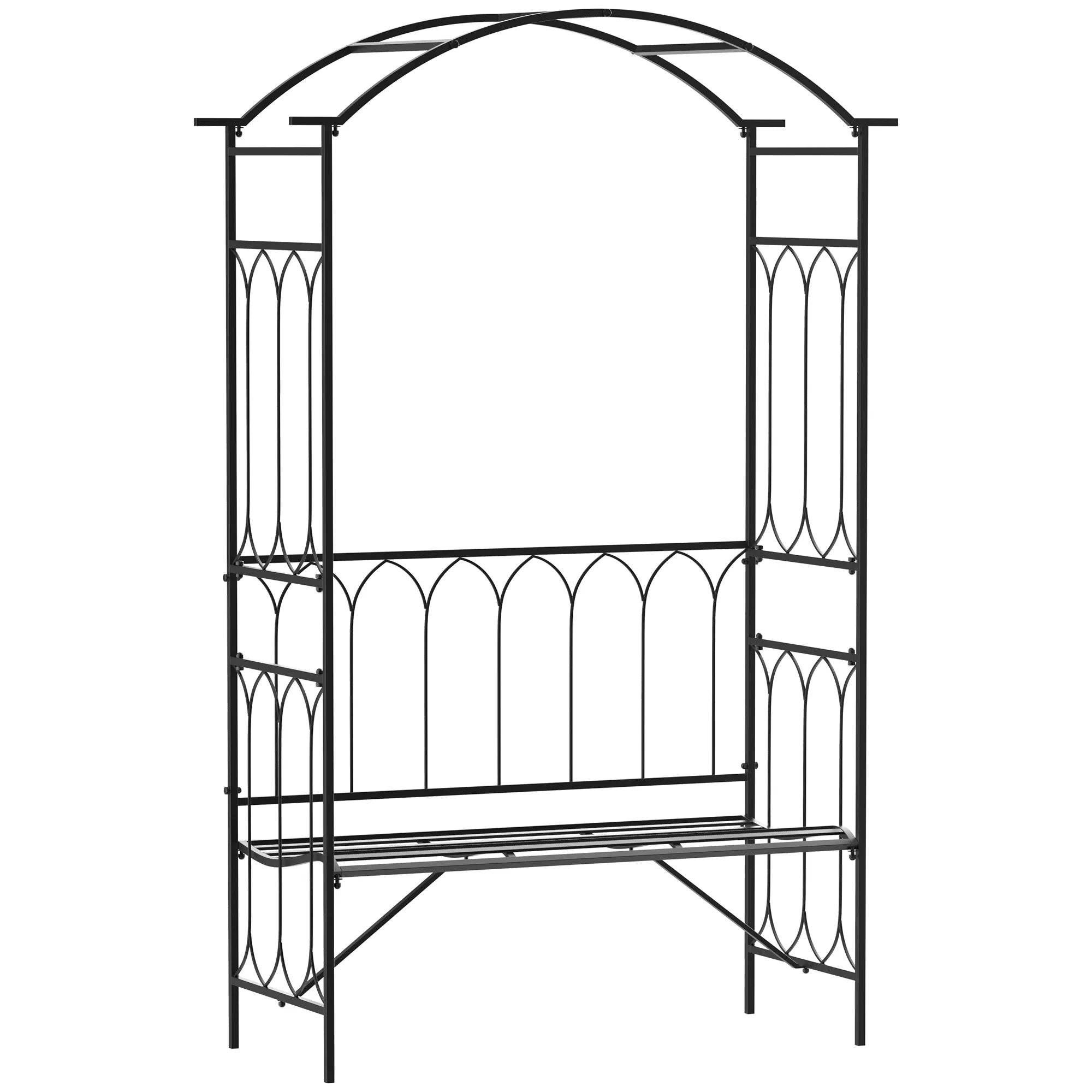 Rožių arkos su suoliuku Rožių suoliukas Pavėsinės suoliukas Filosofų suoliukas Tinklelis Tinklelis Sodas suoliukas Metalo Juodas 115 x 50 x 203 cm
