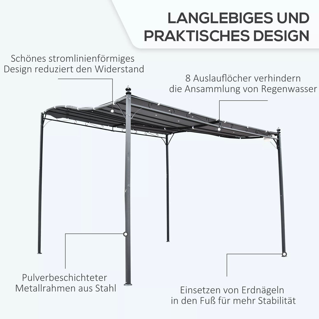 Pergola, sodo pavėsinė, pavėsinė, stogas, palapinė, metalinė, pilka, 297x297 cm