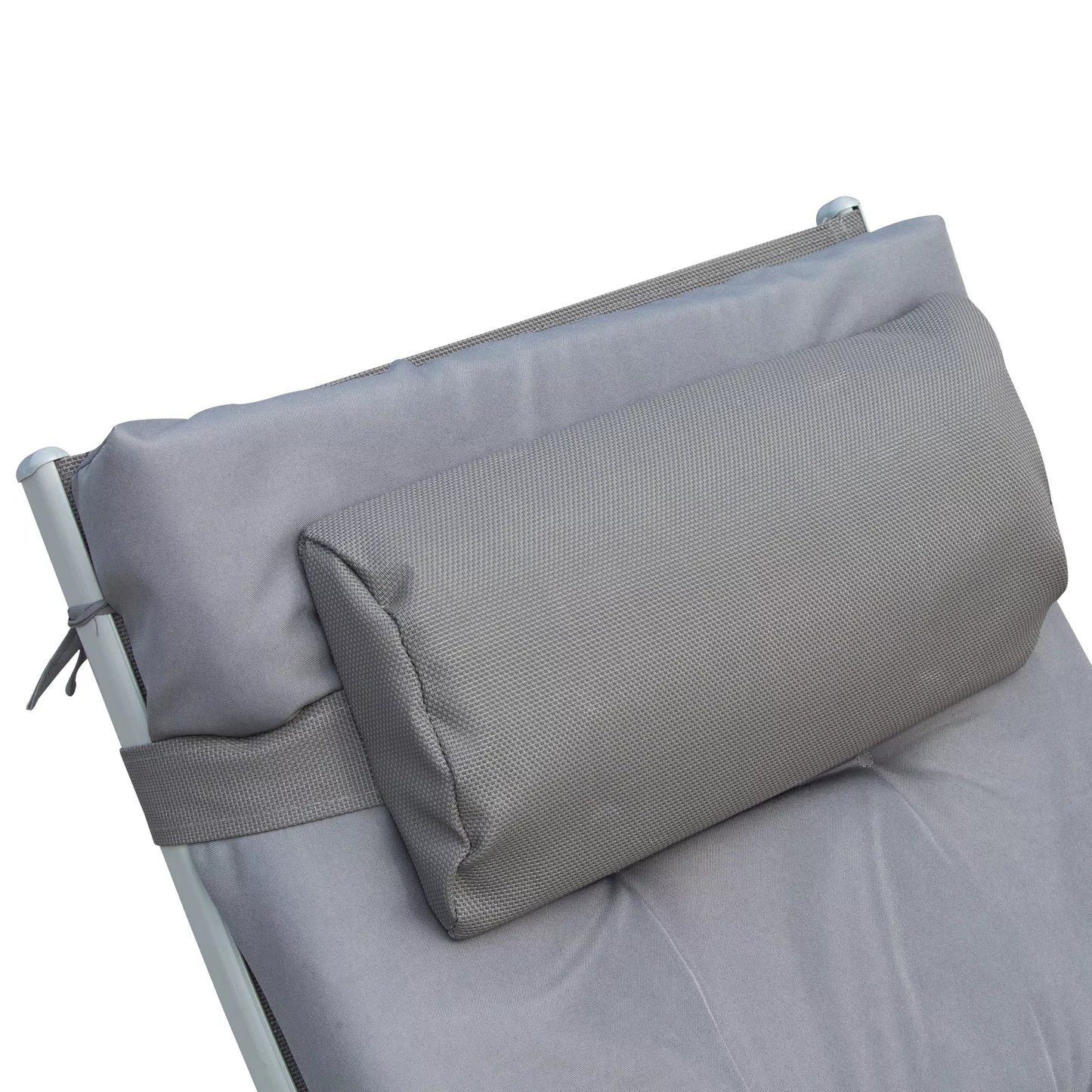 Sulankstoma lauko gultas su pagalvėlėmis ir 7 padėčių atlošo reguliavimu, atlaikantis iki 165 kg, sodui, atostogoms, lauke, pilkos spalvos