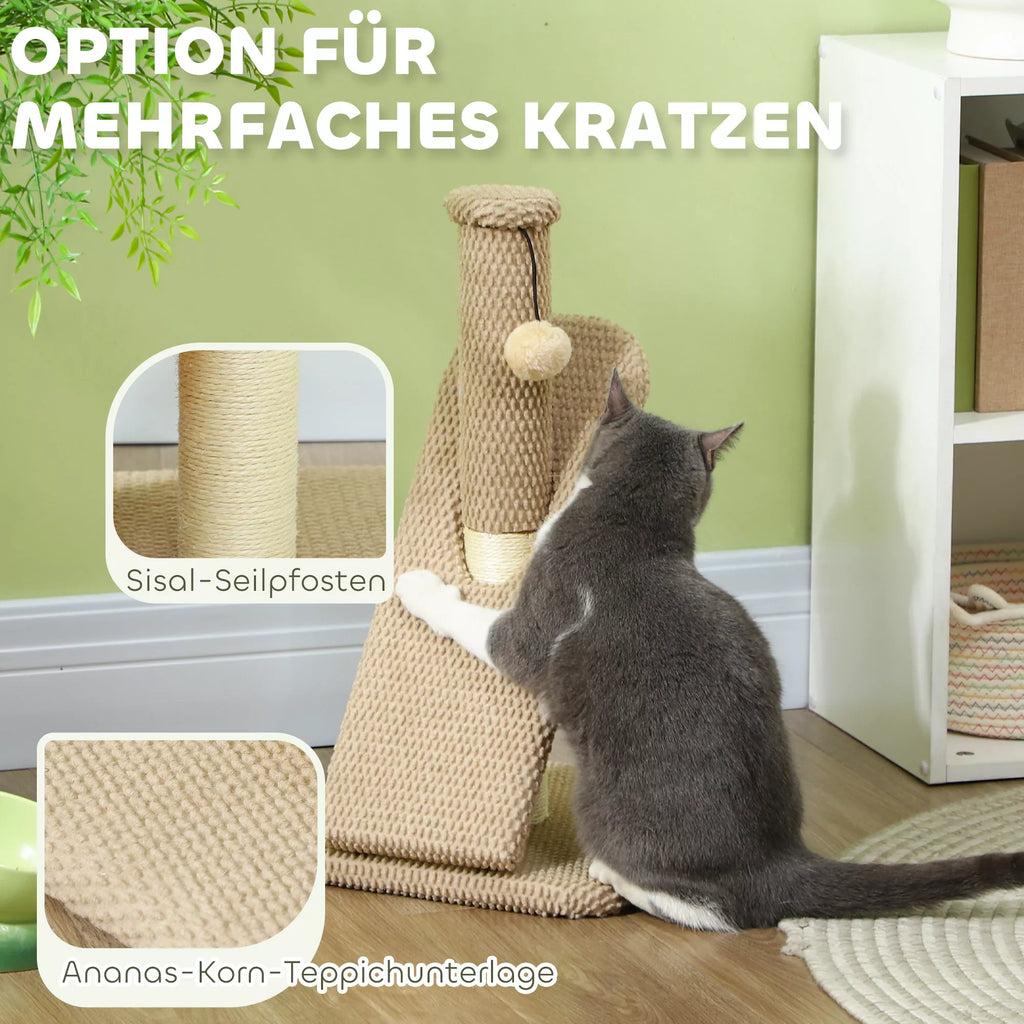 Kratzbaum su Kratzbrett, Spielball, Noppenstruktur/Sisal, 54 cm, šviesiai rudos spalvos