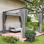Pergola 3 x 3 m Atskirai stovinti terasos stogelė su stumdomu stogu, 4 šoninės sienos Atspari UV spinduliams Šviesiai pilka