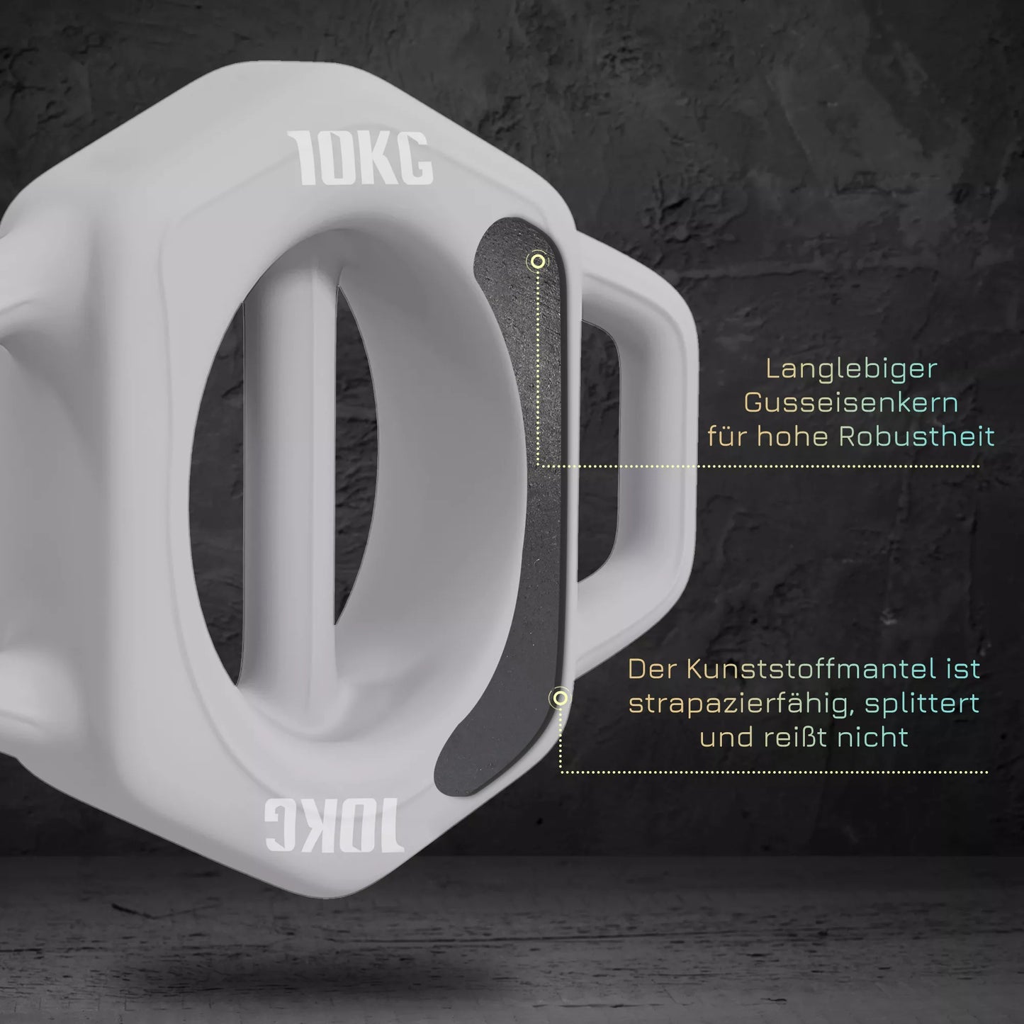 3-in-1 daugiafunkcinis svarmenmuo, 10 kg, neslystantis, mažai kvapo, su plastikine danga, geležies šerdimi, pilkos spalvos