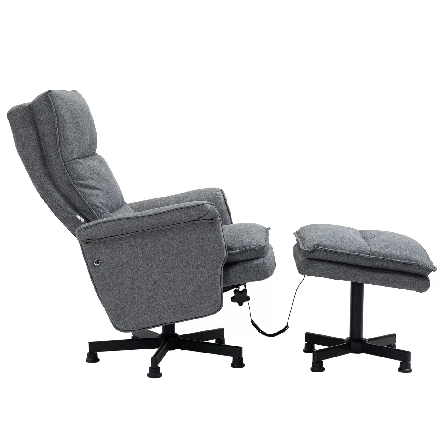 Masažinis biuro krėslas su pėdų atrama, 8 vibracinės galvutės, 1 nuotolinio valdymo pultelis, 1 šoninė kišenė, Pilkas