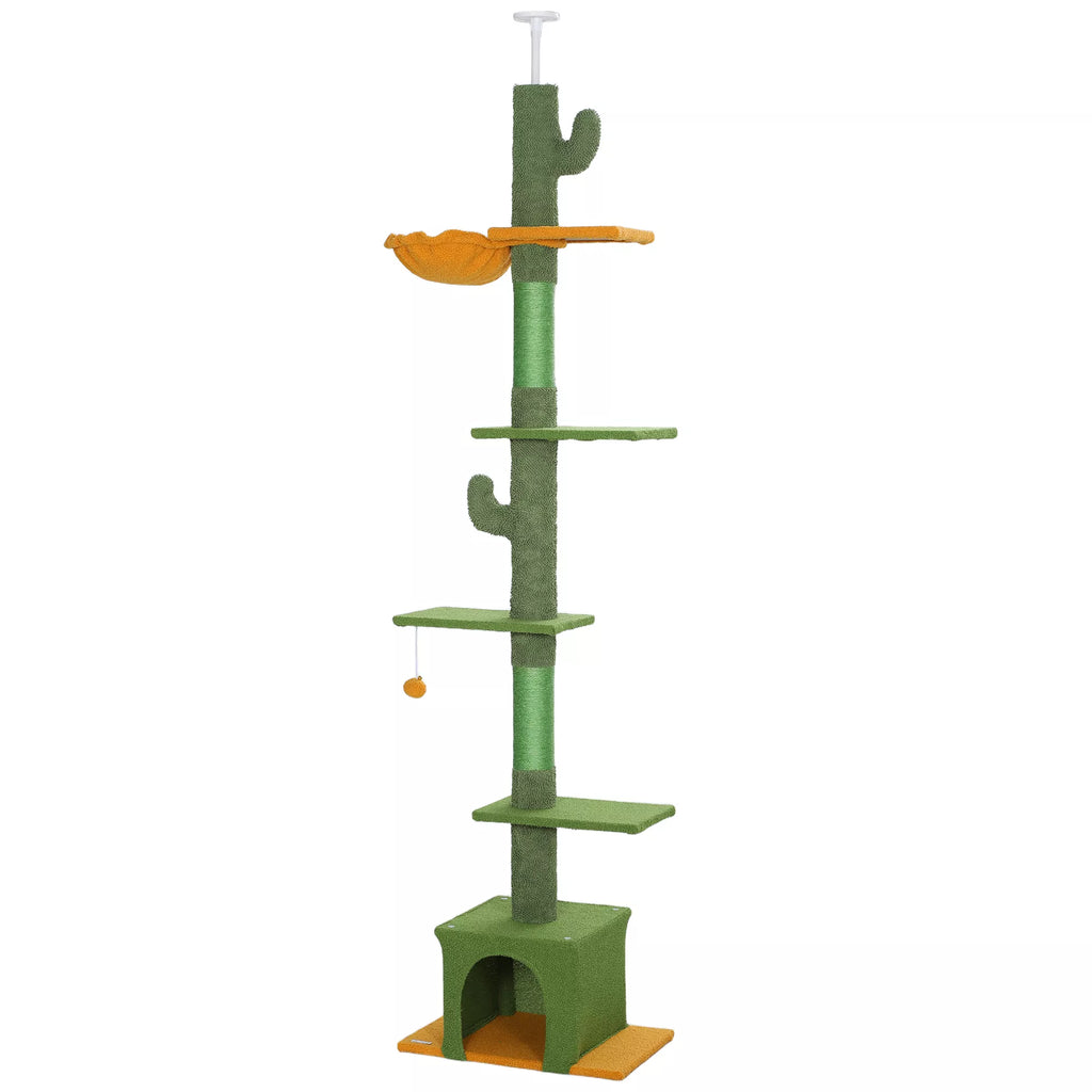 Reguliuojamas draskyklė katėms 230-275 cm, žalia
