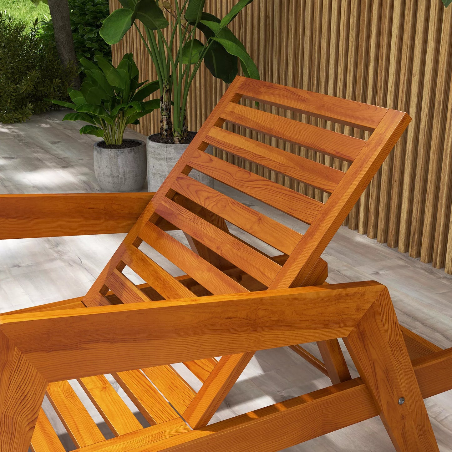 Saulės gultas Sodo gultas Medinis gultas, masyvi mediena, 66 cm x 190 cm x 73,5 cm, oranžinis