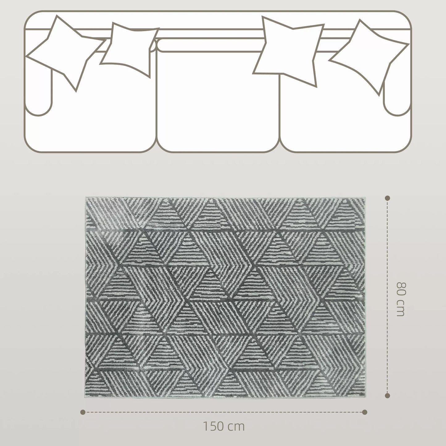 Kilimas Modernus stiliaus kilimas, skalbiamas kilimas 150 x 80 cm Tamsiai pilkas
