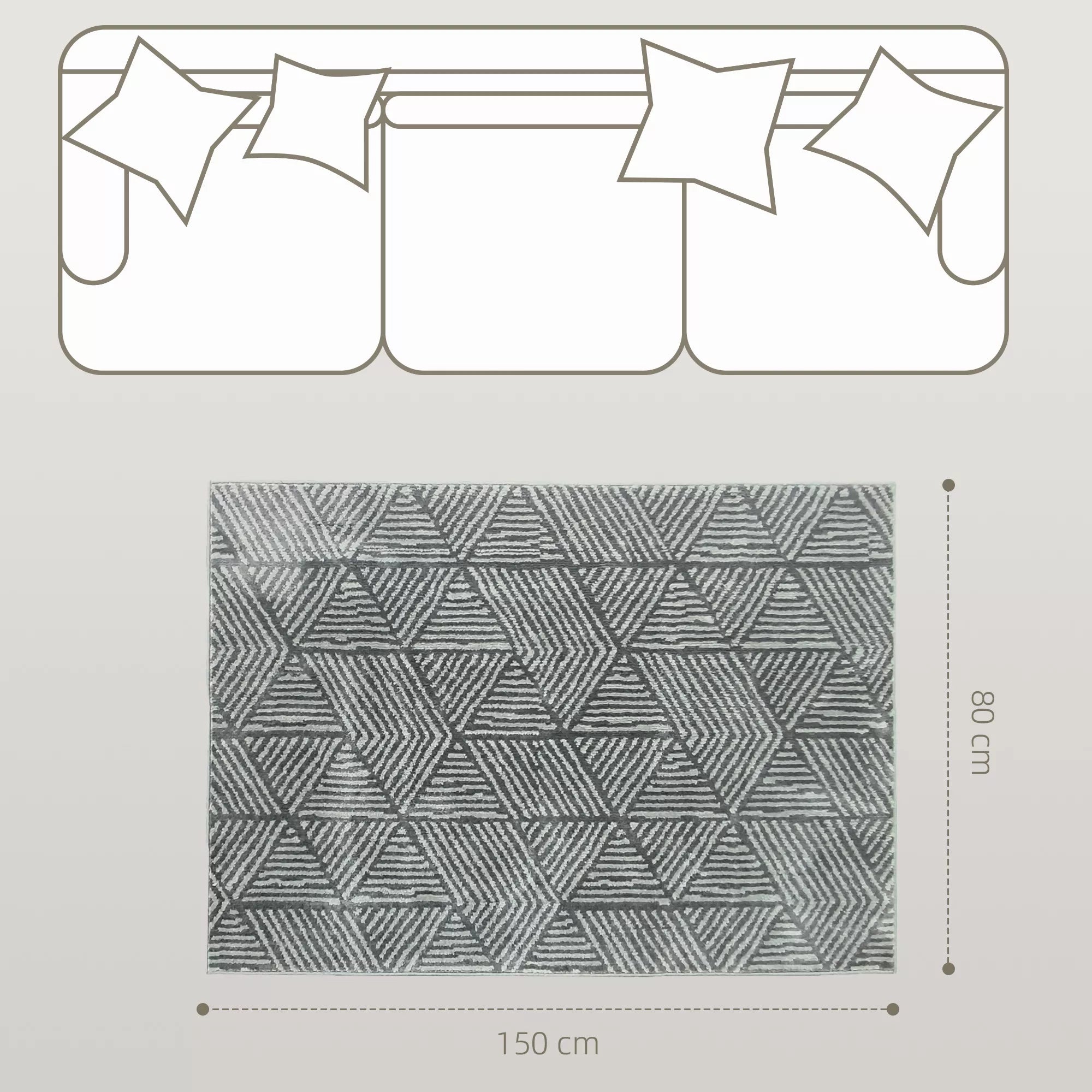 Kilimas Modernus stiliaus kilimas, skalbiamas kilimas 150 x 80 cm Tamsiai pilkas