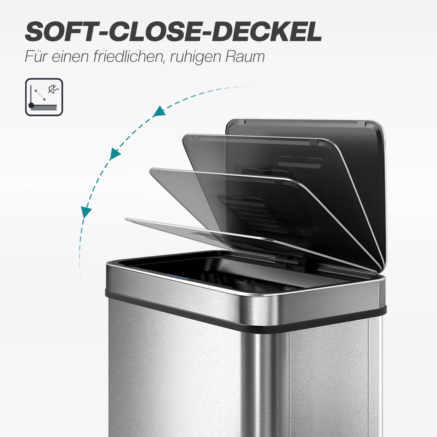 60 L Sensorinė šiukšliadėžė, automatinis dangtis, nerūdijantis plienas, daugiafunkcis, sidabrinės spalvos