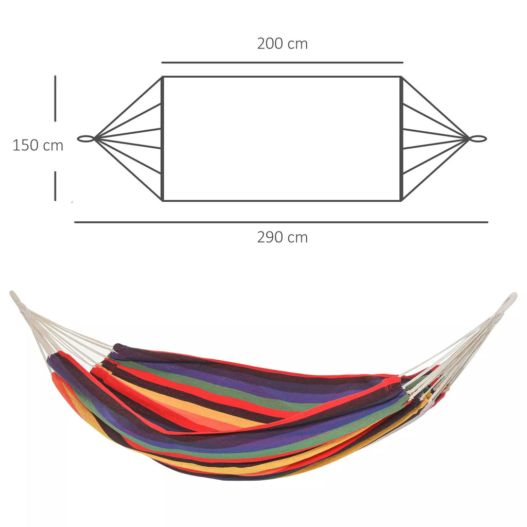 Lauko hamakas iš medvilnės su nešimo maišeliu, atlaiko iki 120 kg, modernus, 290 x 150 cm, įvairių spalvų